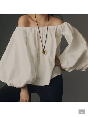 Mare Mare x Anthropologie Off-Shoulder Balloon Sleeve Top/Dress in White